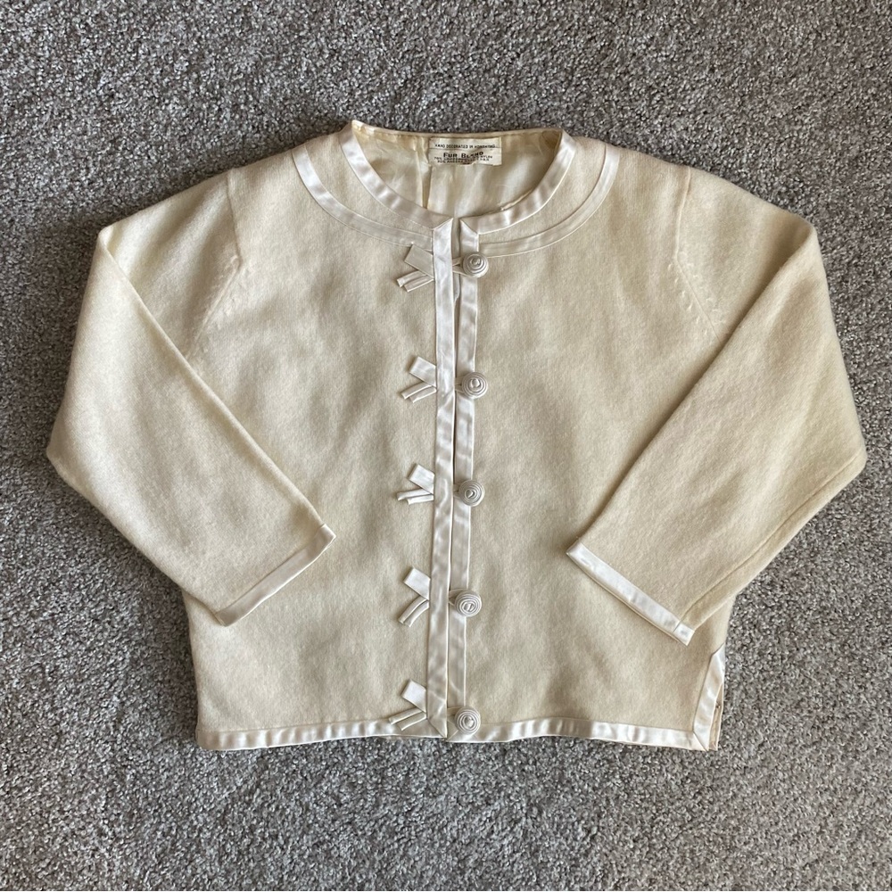 Vintage Lambswool Cardigan with Bows